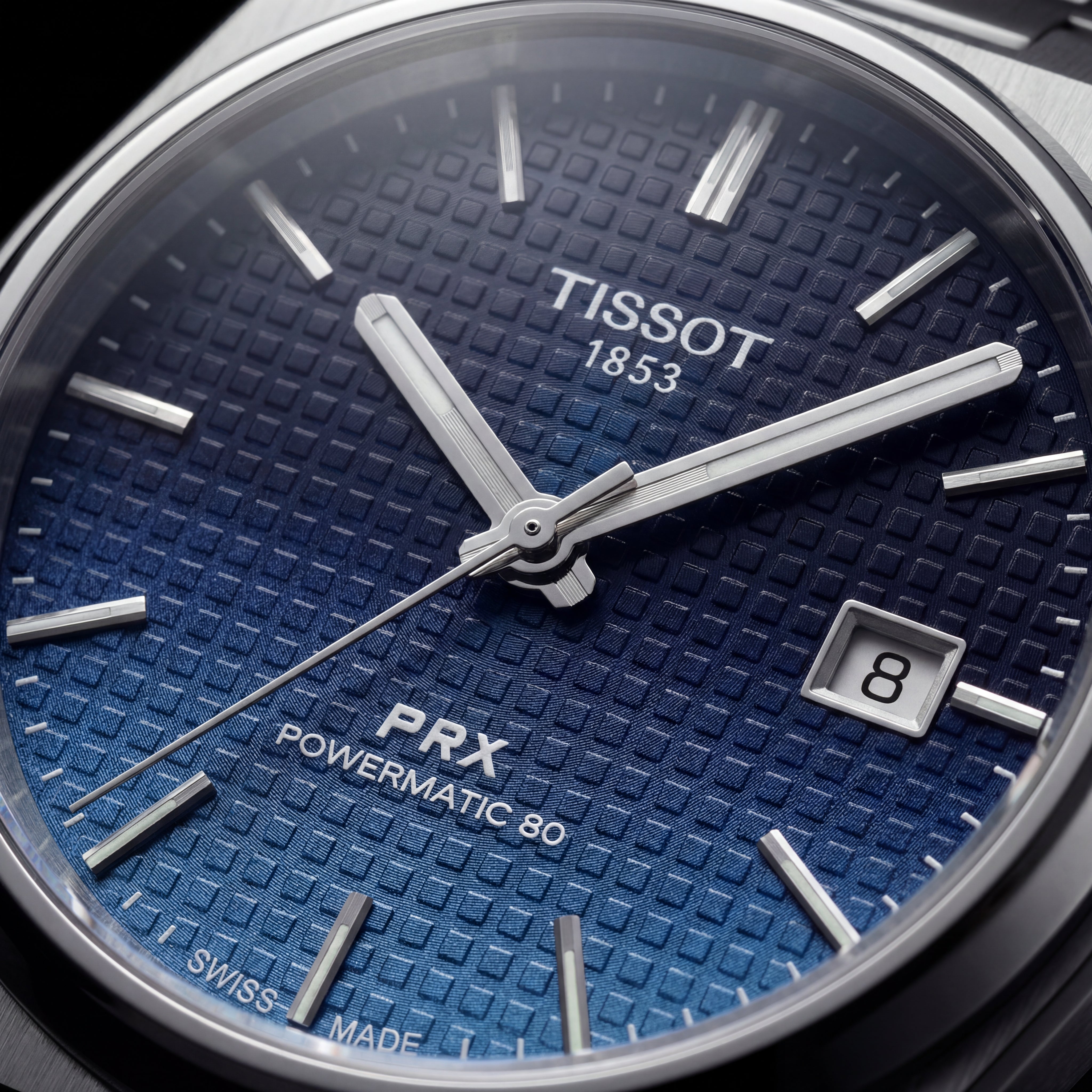 Centrix Navy Blue Waffle Dial Silver Watch
