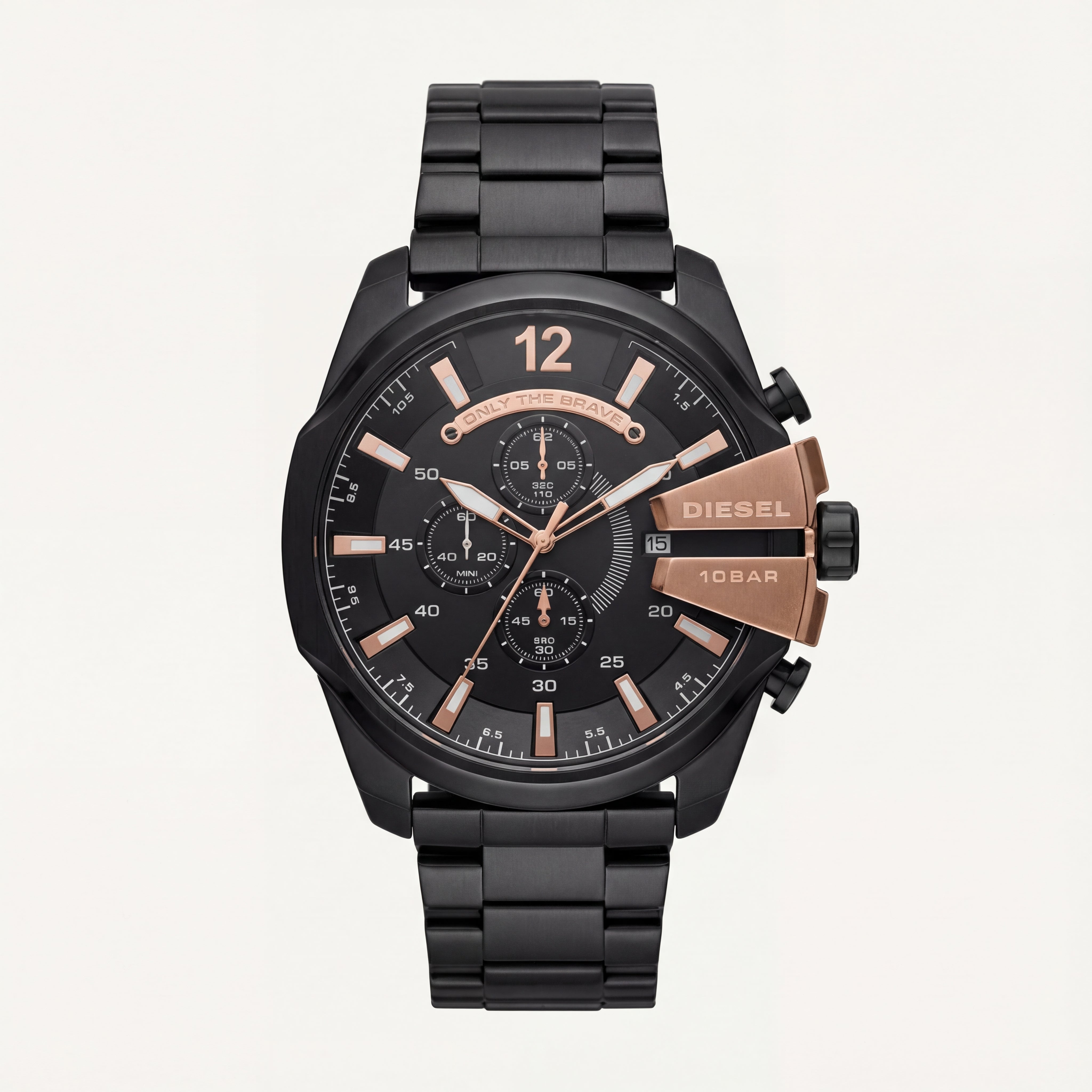 Matte Black Chronograph Men’s Watch with Rose Gold Accents