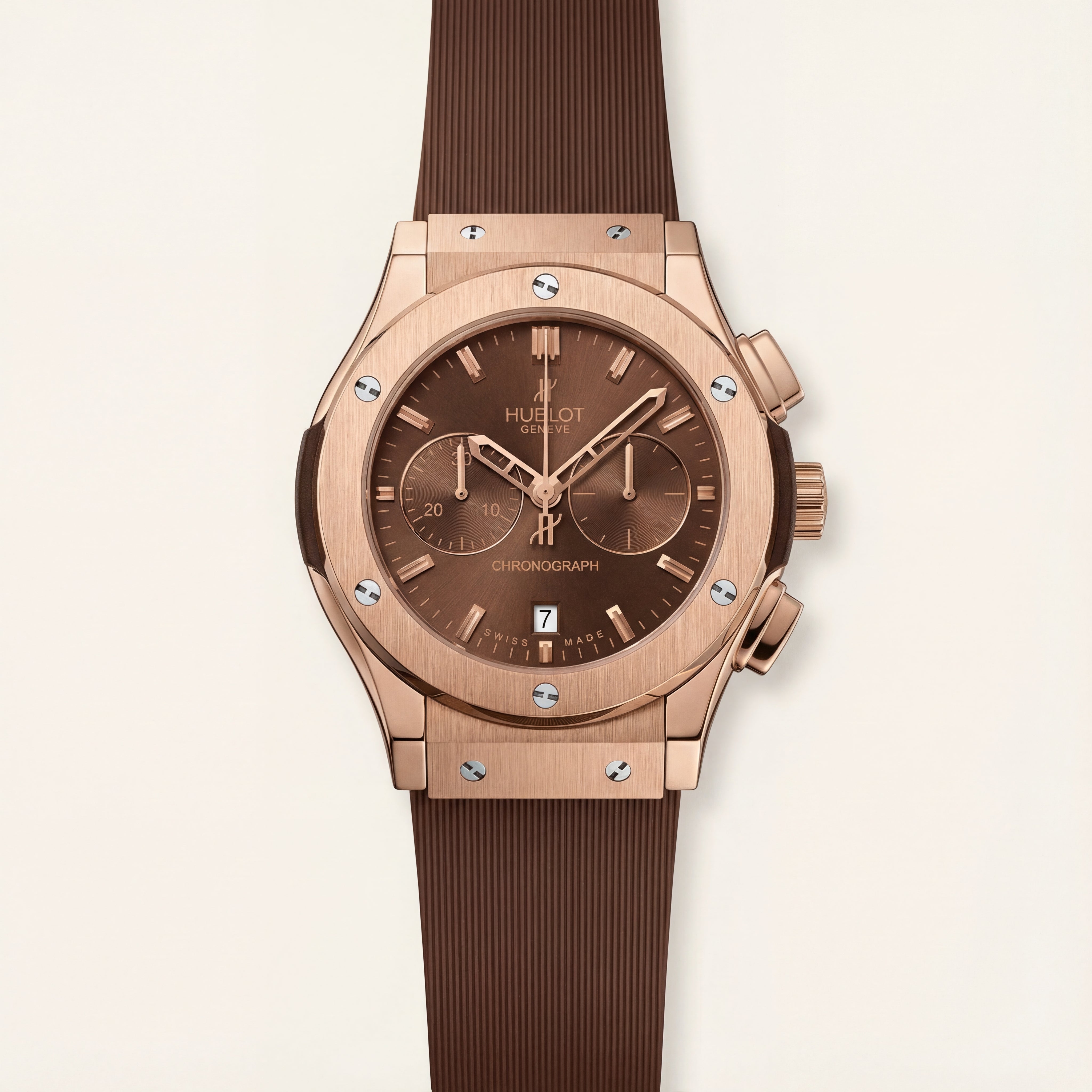 Rose Gold Chronograph Watch – Brown Strap Luxury Edition