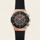 Luxury Skeleton Chronograph Watch – Rose Gold & Black Edition