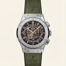 Green Skeleton Chronograph Watch – Premium Leather Strap Edition