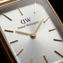 Gold Rectangular Silver Sunray Dial Mesh Strap Watch