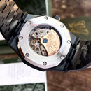 Premium Black Stainless Steel Skeleton Automatic Watch Open-Work Dial Octagonal Bezel Luxury Watch – Men