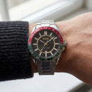 Premium Silver Stainless Steel Watch Black Dial Tricolor Sport Bezel Date Display Classic Luxury Watch – Men