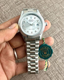 Premium Silver Luxury Watch Ice Silver Dial Diamond Style Hour Markers Fluted Bezel Jubilee Bracelet Classic Luxury Watch – Men
