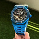 Premium Blue Stainless Steel Skeleton Automatic Watch Open-Work Dial Octagonal Bezel Luxury Watch – Men