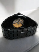 Premium Black Stainless Steel Automatic Watch Black Textured Dial Integrated Bracelet Luxury Watch – Men