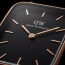 Rose Gold Rectangular Black Dial Black Mesh Strap Watch
