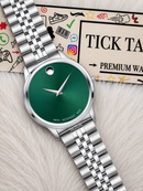 Silver Green Minimal Dial Stainless Steel Watch