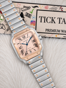 Champagne Gold Square Roman Dial Steel Watch