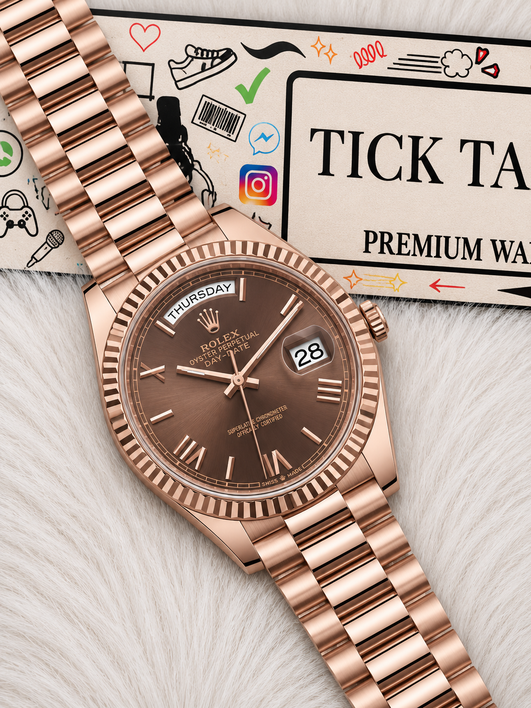 Rose Gold Day-Date Classic Roman Dial Men’s Watch