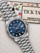 Centrix Midnight Blue Diamond Day-Date Silver Watch