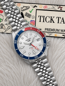 Silver Dial Pepsi GMT Steel Watch