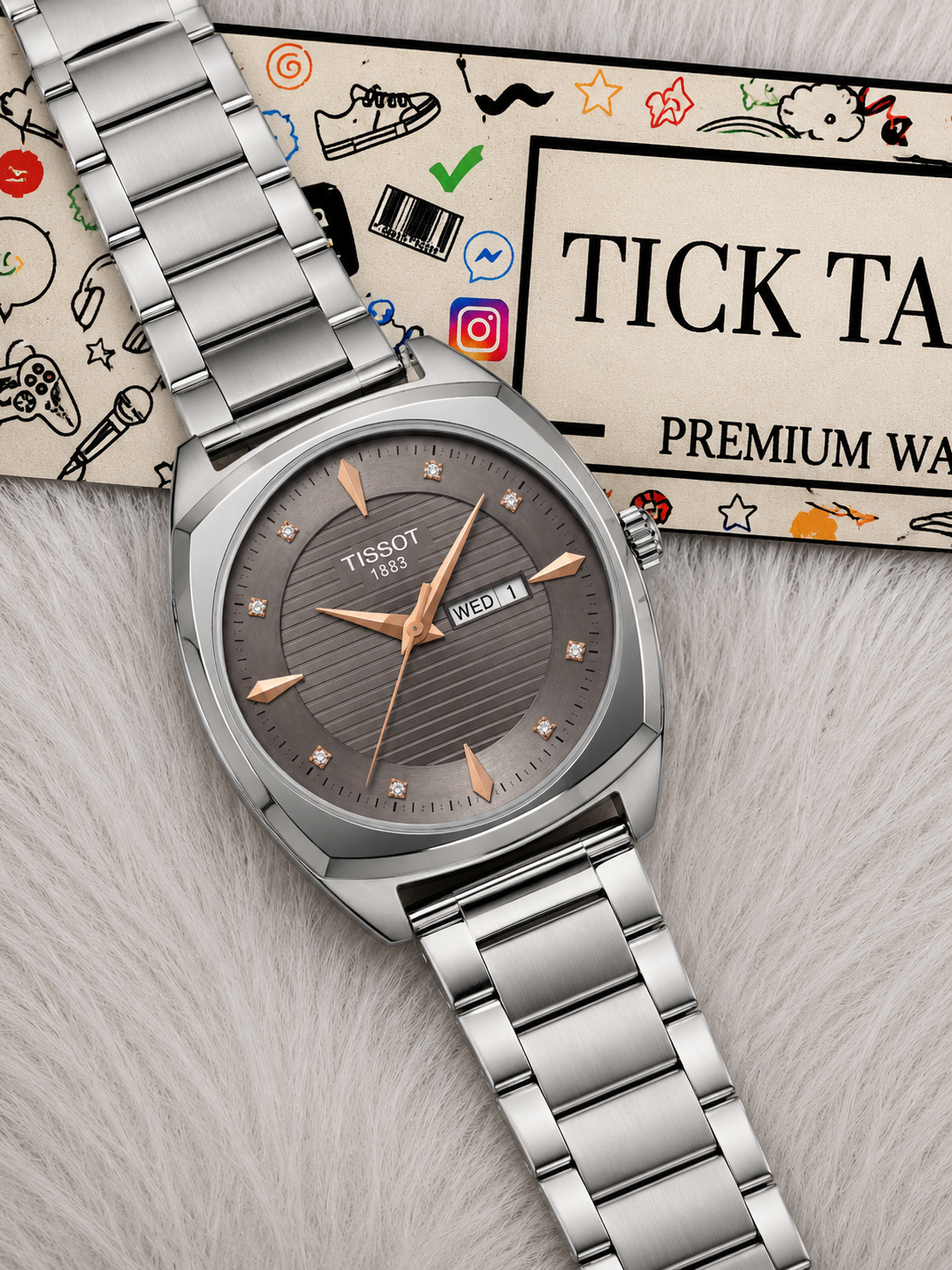 Steel Grey Diamond Index Day-Date Men’s Watch