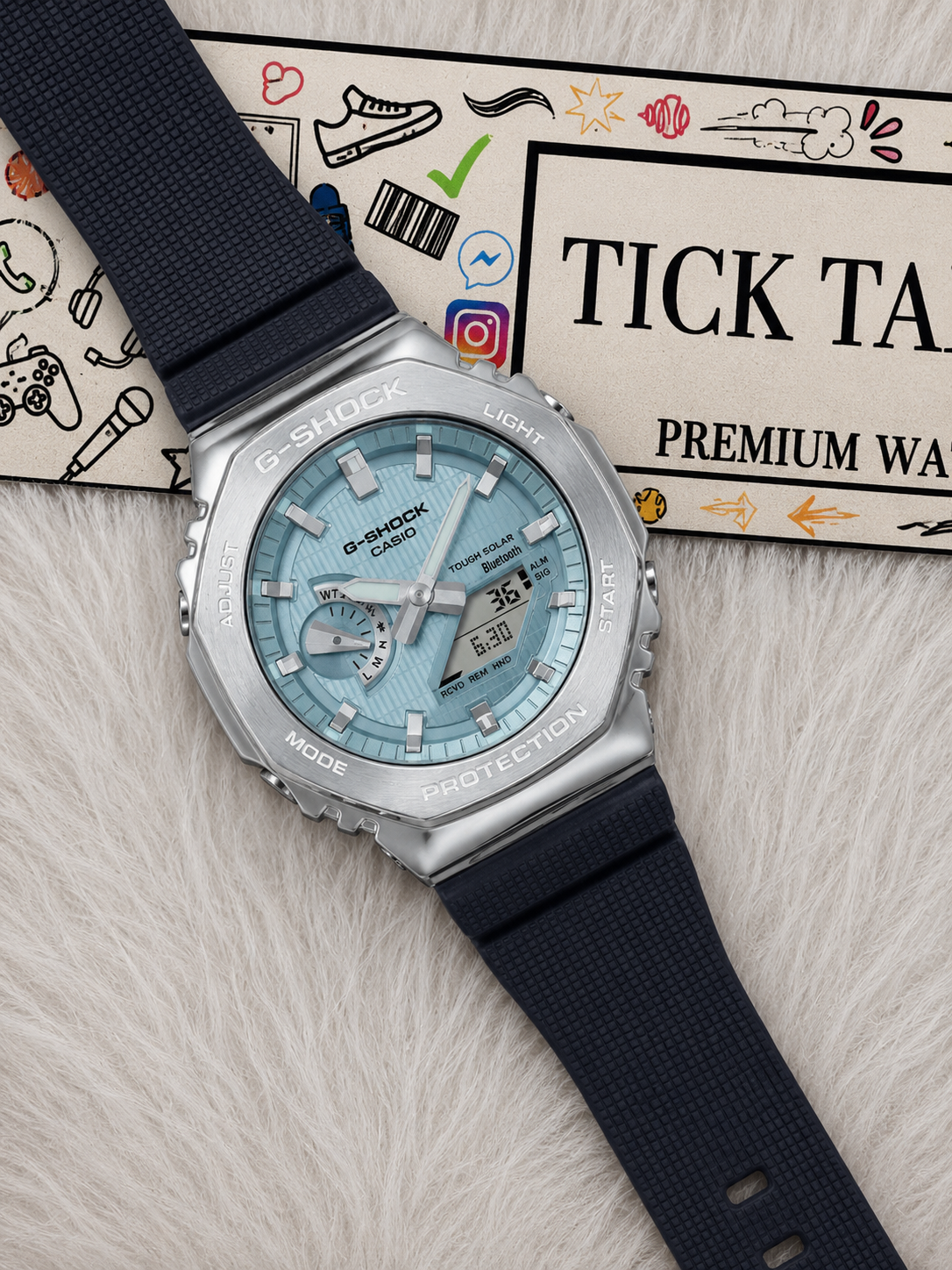 Ice Blue Hybrid Solar Sports Protection Watch