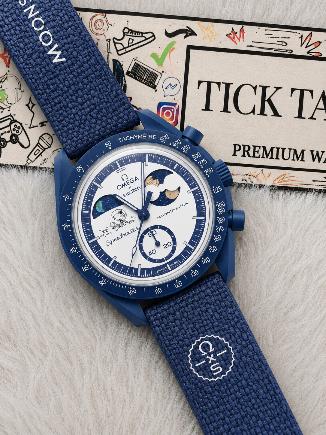 Blue Moon Chronograph Watch with Tachymeter Bezel