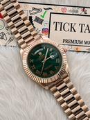Rose Gold Green Dial Day-Date Luxury Steel Watch