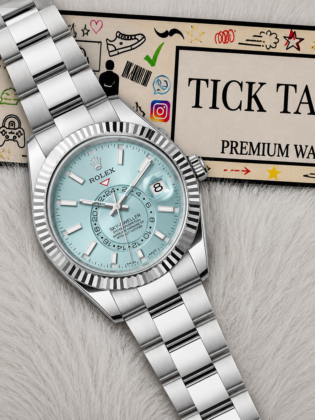 Centrix Ice Blue Dual-Time Silver Watch