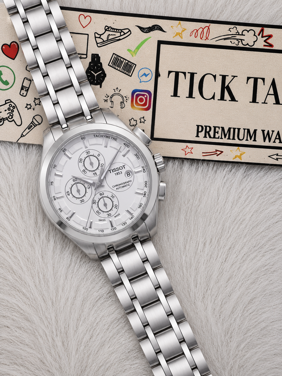 Classic White Dial -Style Chronograph Men’s Watch