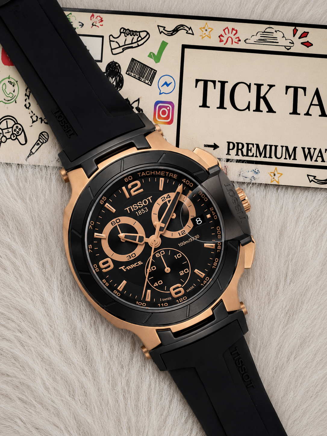 Elite Rose Gold Black Racing Chronograph Men’s Watch