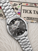 Smoked Silver Open-Heart Automatic Steel Watch