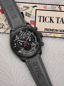 All-Black Skeleton Chronograph Watch for Men – Racing Edition