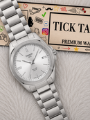 Minimal Silver Solar Quartz Steel Dress Watch