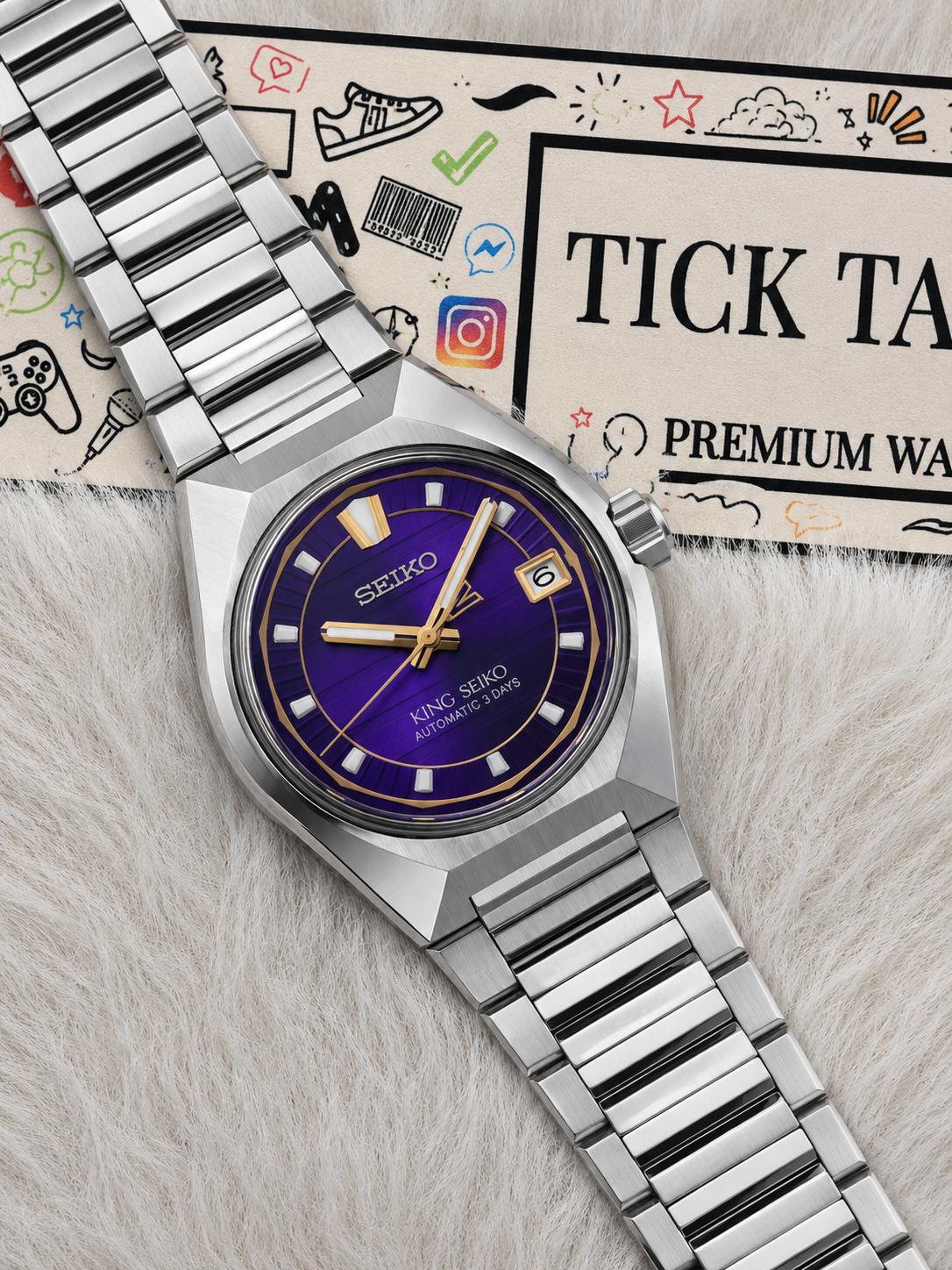 Royal Purple Dial Automatic Steel Watch – 3-Day Power Reserve