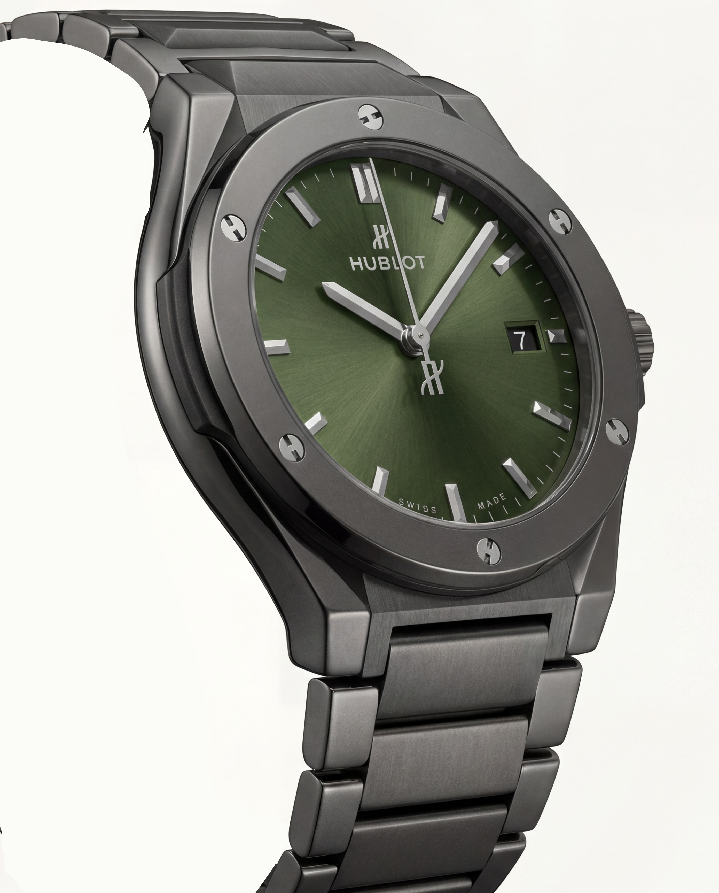 Matte Black Green Sunburst Dial Luxury Men’s Watch