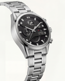 Steel Silver Industrial Chronograph Men’s Watch with Black Dial
