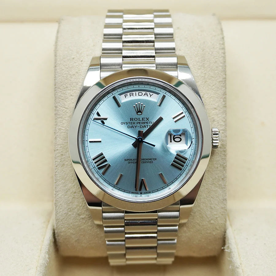 Premium Silver Luxury Watch Ice Blue Dial Roman Numerals Smooth Bezel Jubilee Bracelet Classic Luxury Watch – Men