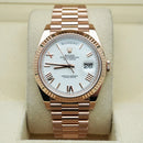 Premium Rose Gold Luxury Watch White Dial Roman Numerals Fluted Bezel President Bracelet Classic Luxury Watch – Men