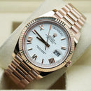 Premium Rose Gold Luxury Watch White Dial Roman Numerals Fluted Bezel President Bracelet Classic Luxury Watch – Men