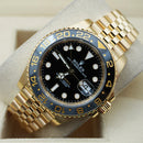 Premium Full Gold GMT Style Luxury Watch Black Dial Black Gold Bezel Jubilee Bracelet Classic Royal Watch – Men