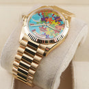 Premium Gold Stainless Steel Watch Sky Blue Multicolor Puzzle Dial Fluted Bezel Statement Luxury Watch – Men