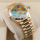 Premium Gold Stainless Steel Watch Sky Blue Multicolor Puzzle Dial Fluted Bezel Statement Luxury Watch – Men