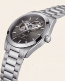 Smoked Silver Open-Heart Automatic Steel Watch