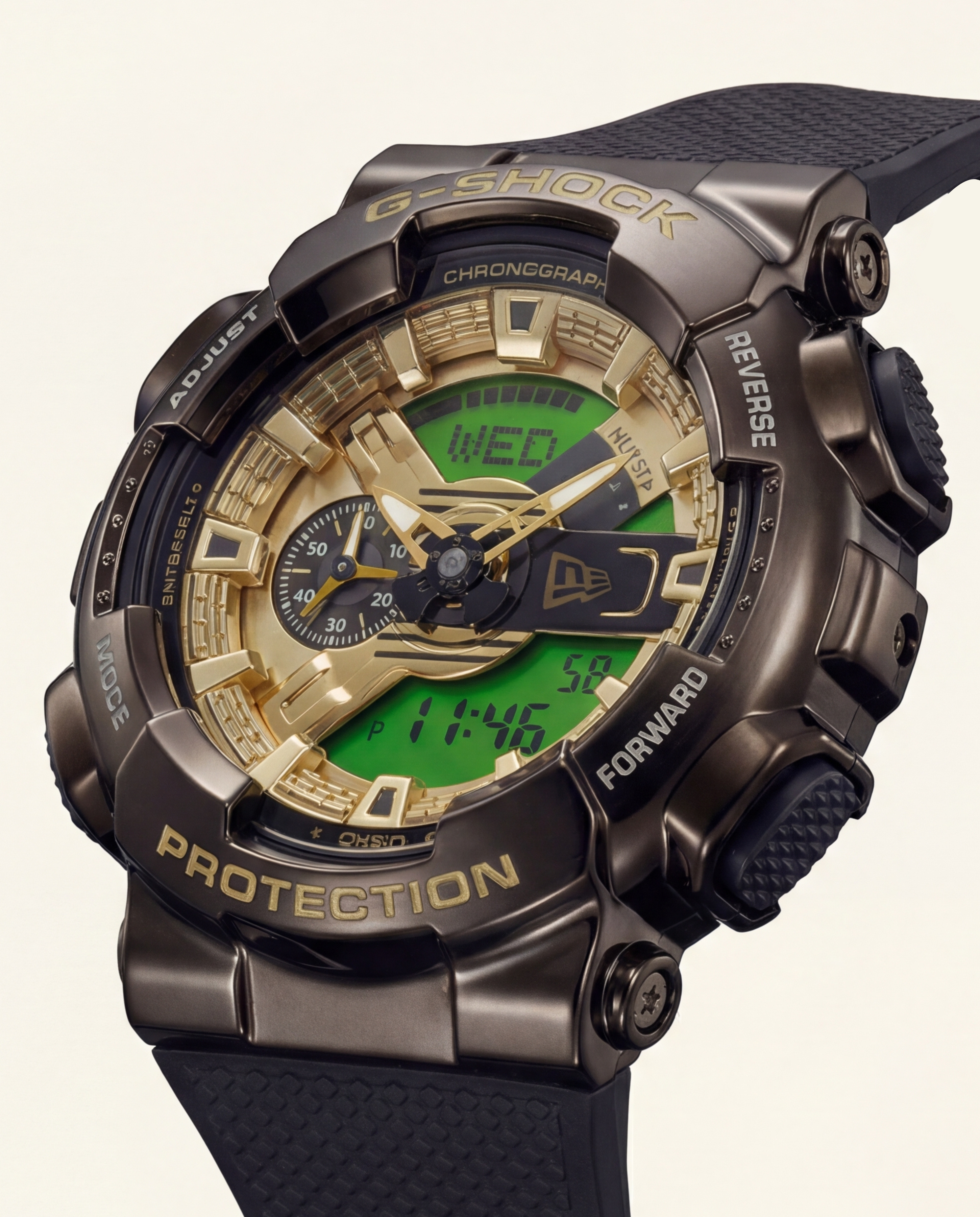 Gold Accent Hybrid Chronograph Tactical Sports Watch