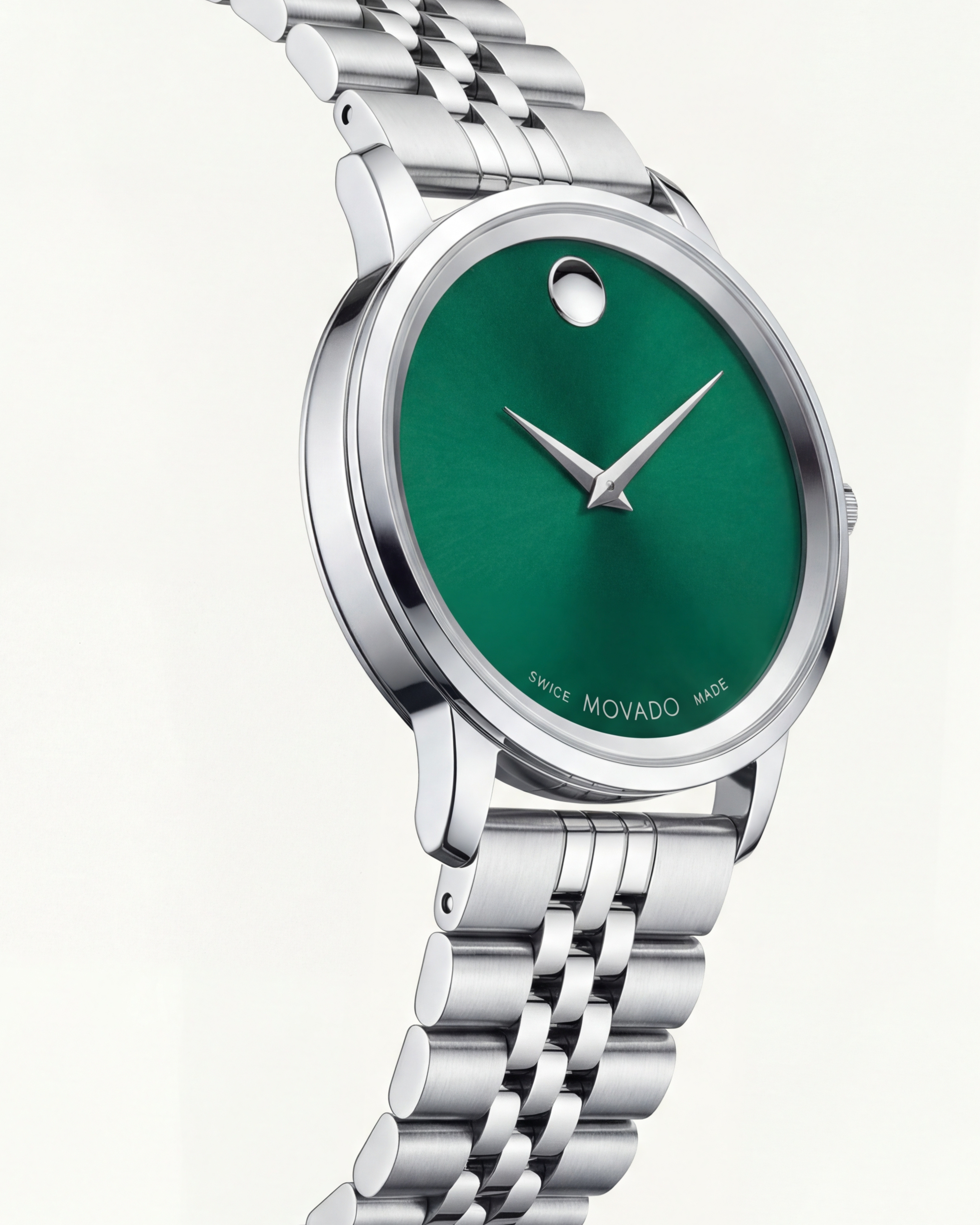 Silver Green Minimal Dial Stainless Steel Watch