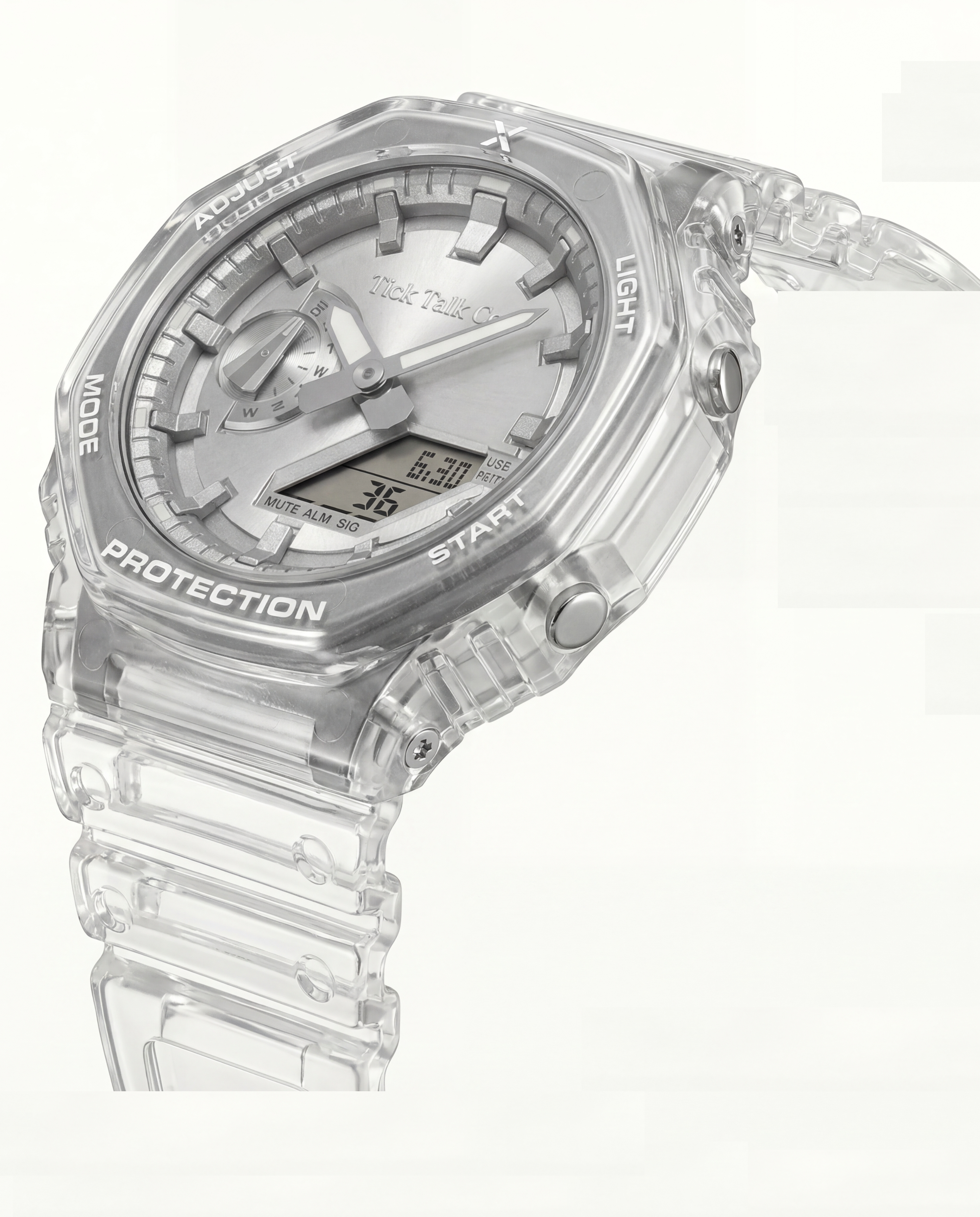 Protection Clear Silver Analog-Digital Watch