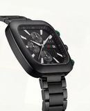 Matte Black Square Chronograph Men’s Watch with Dual Dial Display