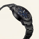 Midnight Black Chronograph Blue Accent Stainless Steel Men’s Watch