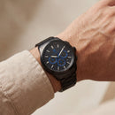 Midnight Black Chronograph Blue Accent Stainless Steel Men’s Watch