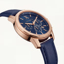 Royal Blue Chronograph Rose Gold Men’s Leather Strap Watch