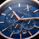 Royal Blue Chronograph Rose Gold Men’s Leather Strap Watch