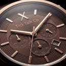 Chocolate Brown Chronograph Rose Gold Men’s Leather Strap Watch