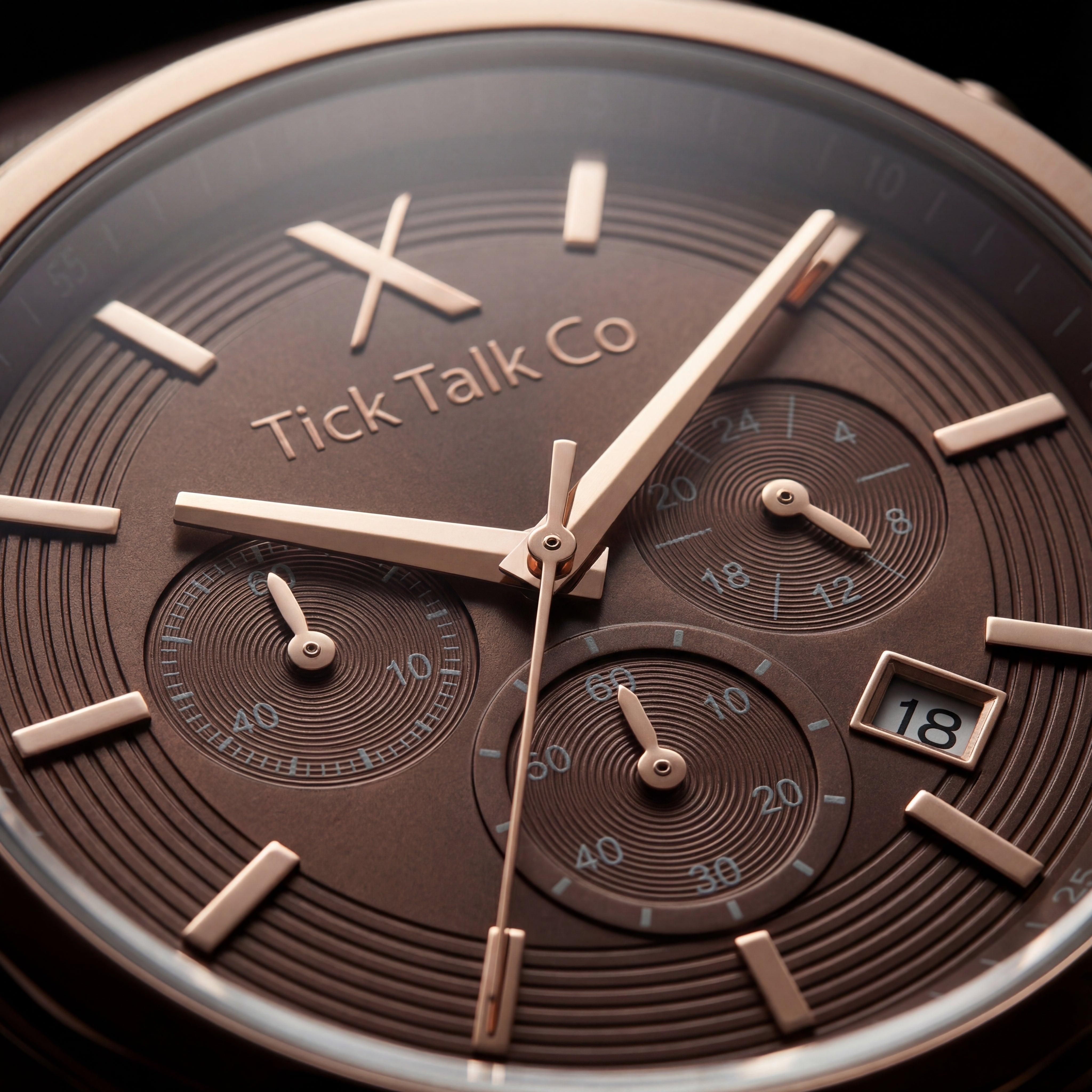 Chocolate Brown Chronograph Rose Gold Men’s Leather Strap Watch