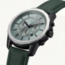 Sage Green Chronograph Black Case Men’s Leather Strap Watch