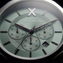 Sage Green Chronograph Black Case Men’s Leather Strap Watch