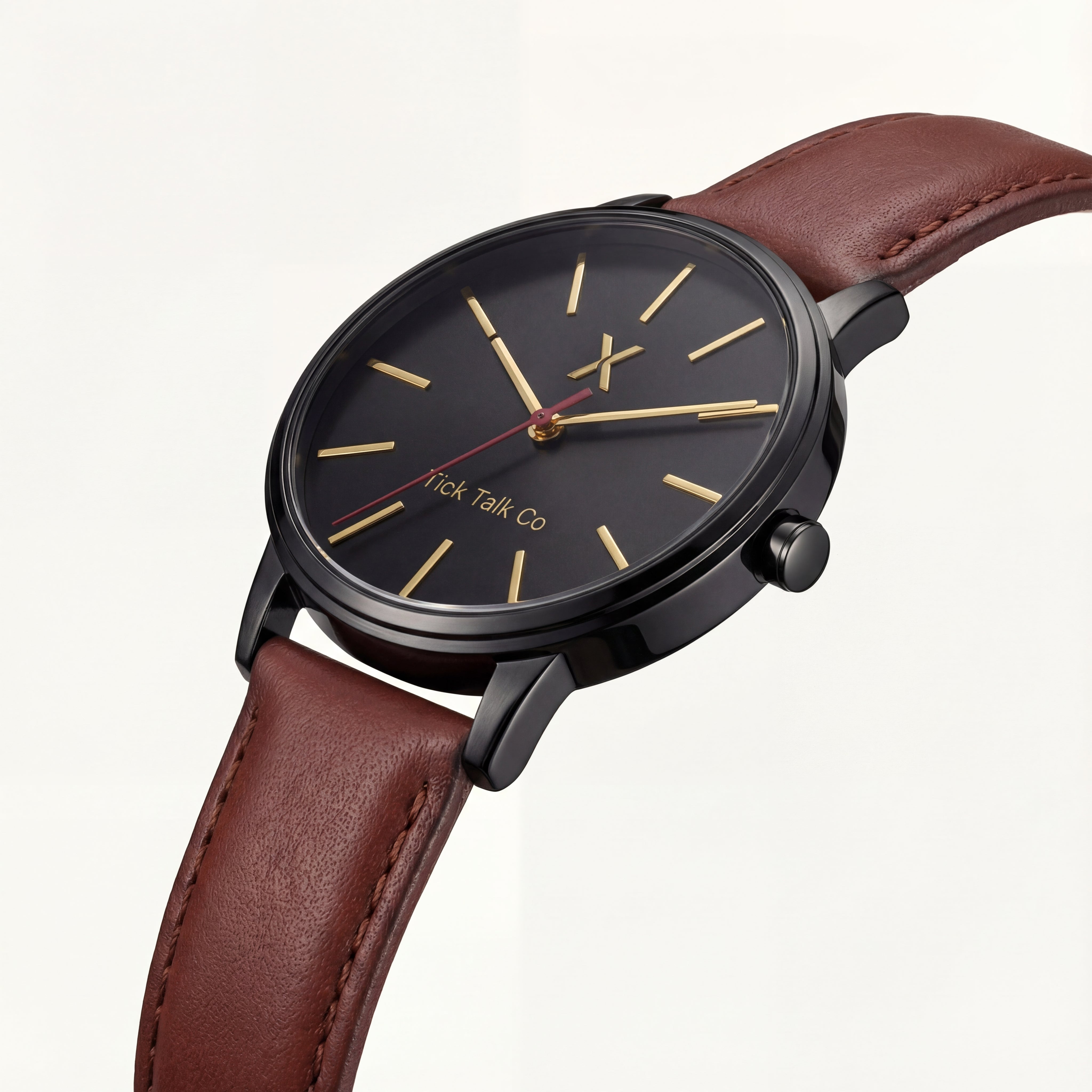 Centrix Black Gold Classic Leather Watch